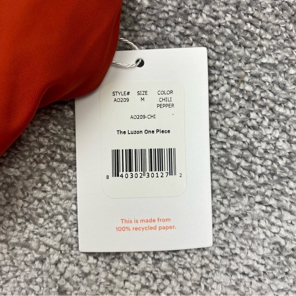 Andie The Luzon One Piece Swimsuit Medium Red Halter Full Bottom Low Leg AO209 - Picture 4 of 13